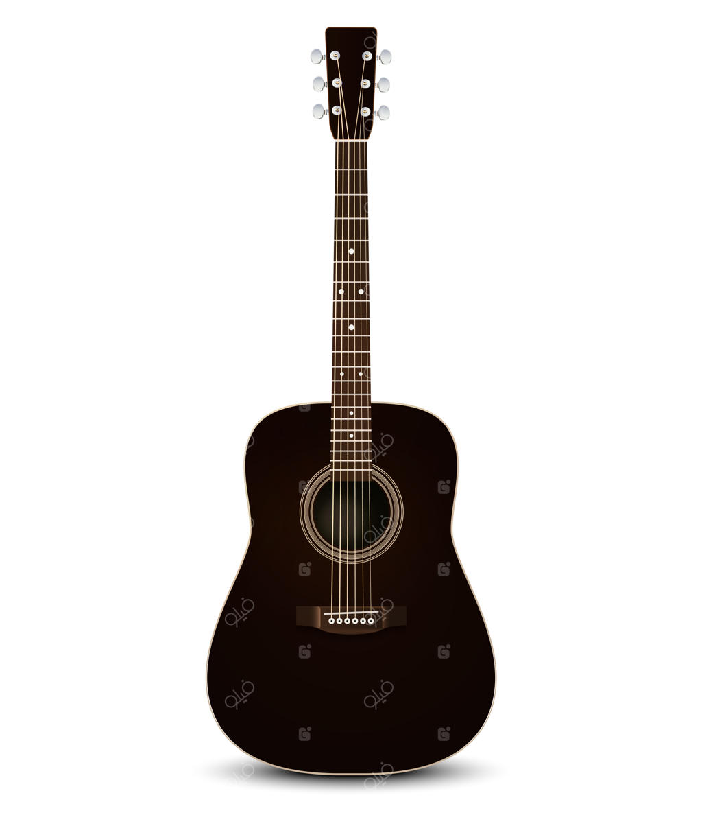 گیتار آکوستیک مشکی.