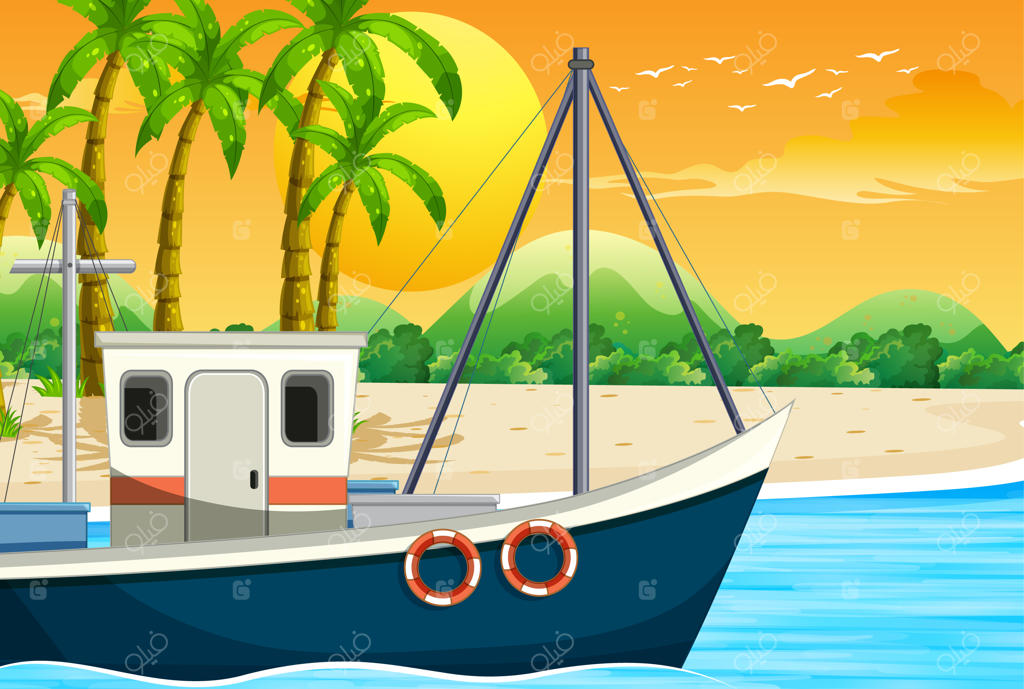 صحنه کشتی بر روی اقیانوس