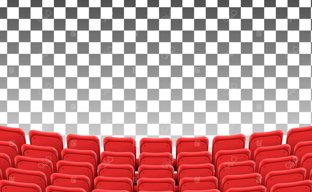صندلی‌های خالی قرمز در ردیف جلو سینما