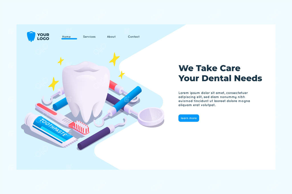 قالب صفحه فرود مراقبت دندانی ایزومتریک