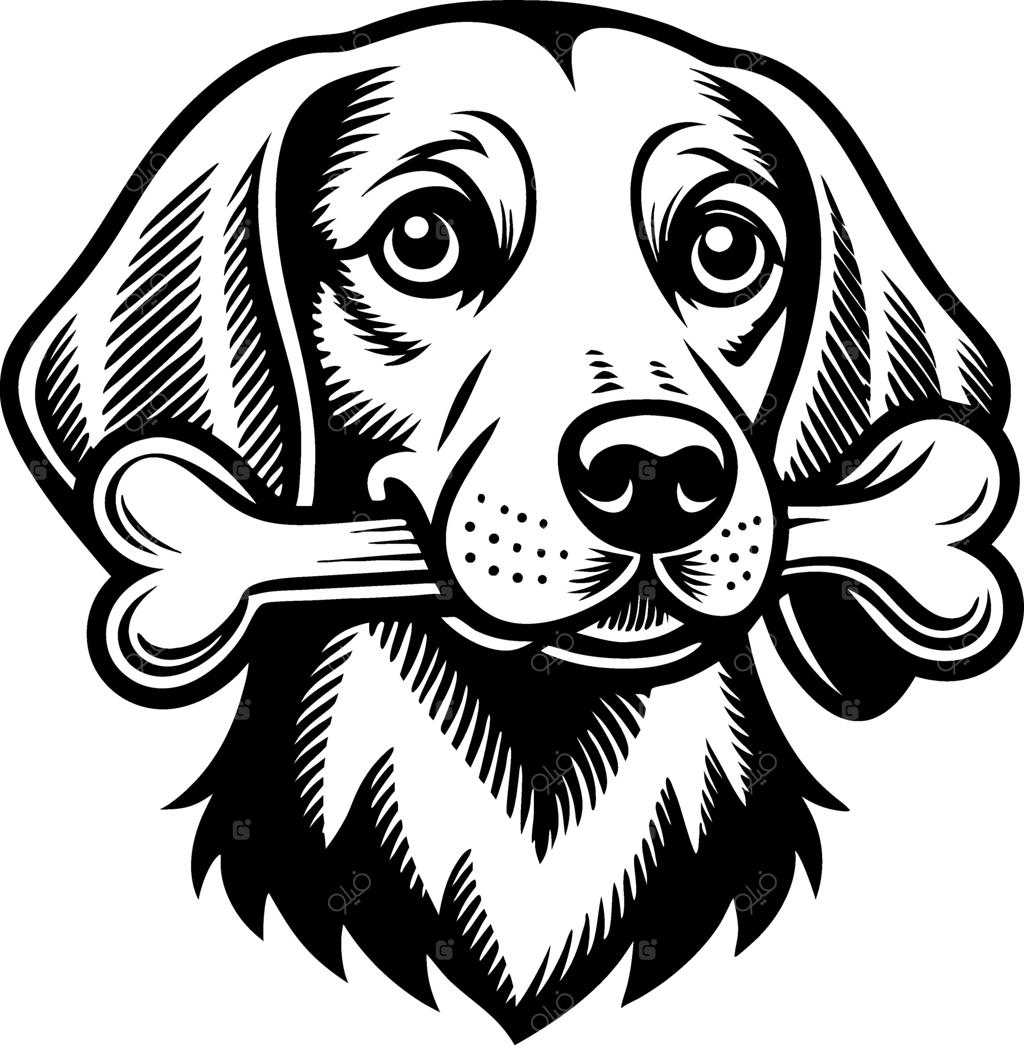 تصویرسازی شیک سگ بازیگوش با استخوان برای طرح‌های دوستداران حیوانات