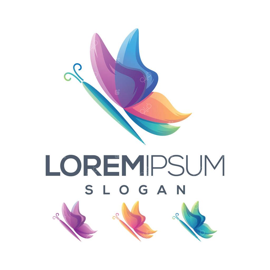 مجموعه لوگوهای پروانه با گرادیانت رنگی