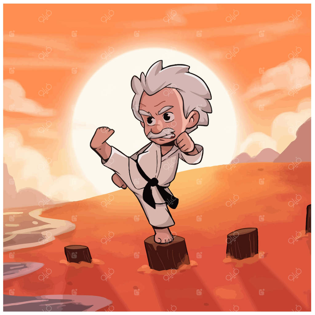 تصویرسازی وکتوری طراحی کاراته کارتونی