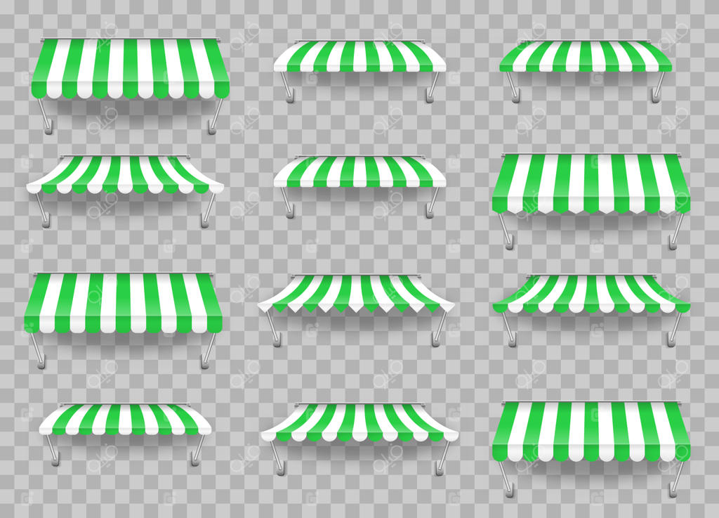 چتر سایبان برای بازار، طرح تابستانی راه‌راه برای فروشگاه