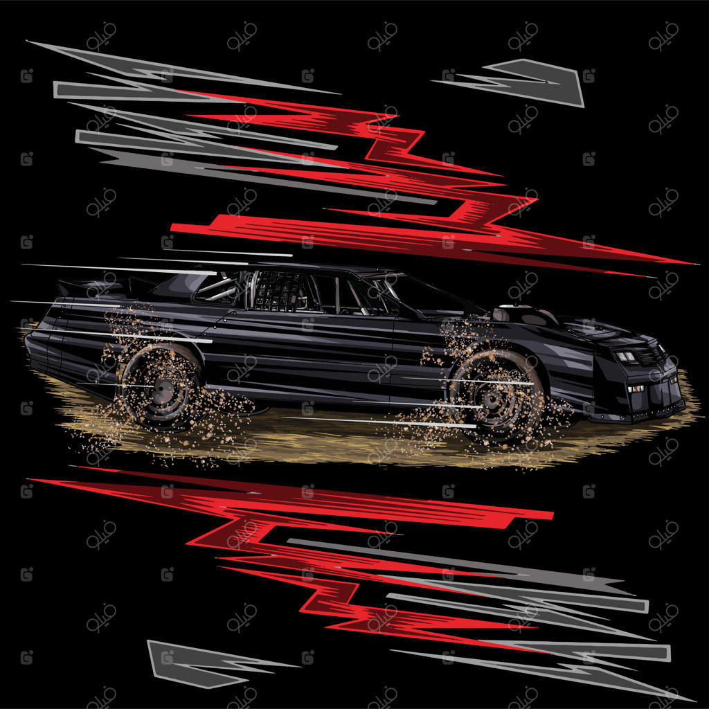 مسابقه درگ در پس‌زمینه مشکی برای پوستر و چاپ تی‌شرت