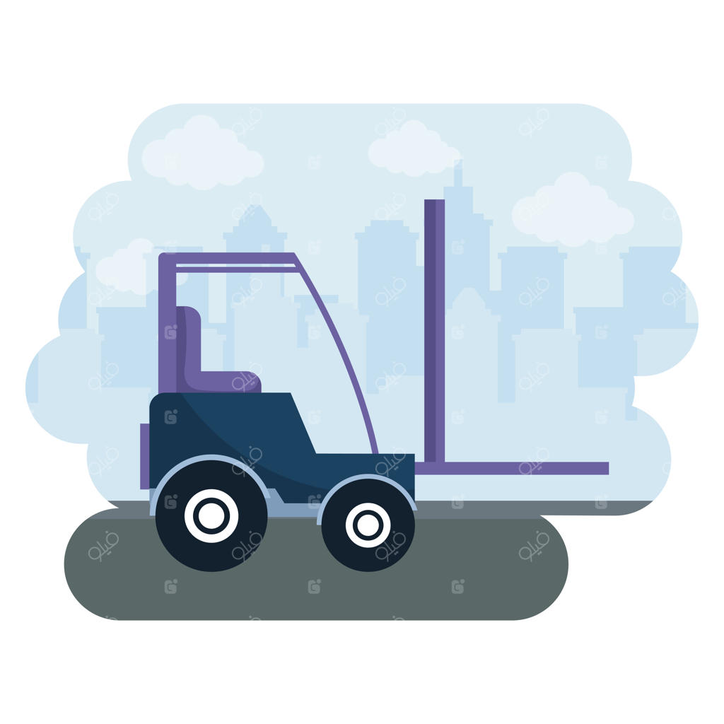 لیفتراک در محوطه ساخت‌وساز با چشم‌انداز شهری