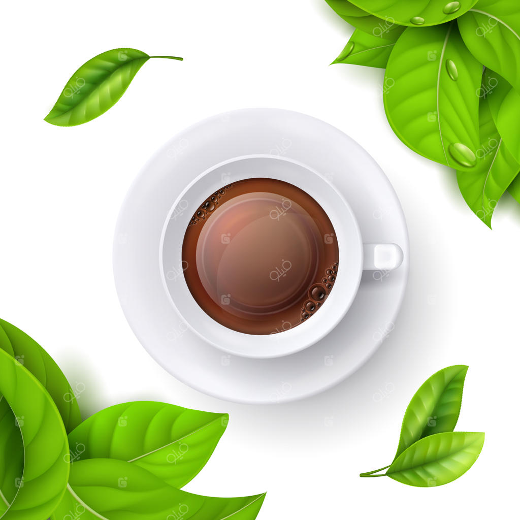 فنجان چای و برگ‌ها