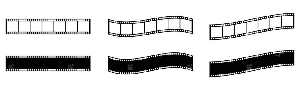 عناصر نوار فیلم، حلقه سینما. نوار فیلم با فریم‌ها، عکس و ویدیو برای دوربین. نوارهای فیلم قدیمی سیاه و سفید ۳۵ میلی‌متری. نوار فیلم واقعی