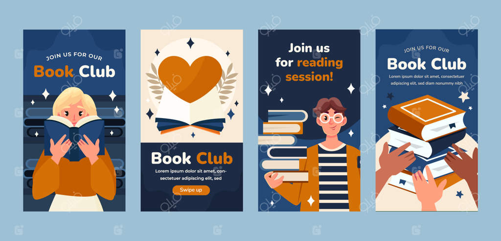 مجموعه استوری‌های اینستاگرام برای باشگاه کتاب و ادبیات