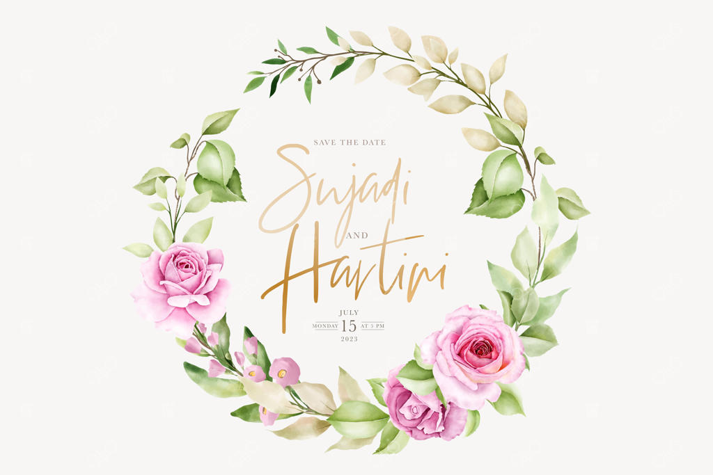 طراحی تاج گل و برگ با آبرنگ