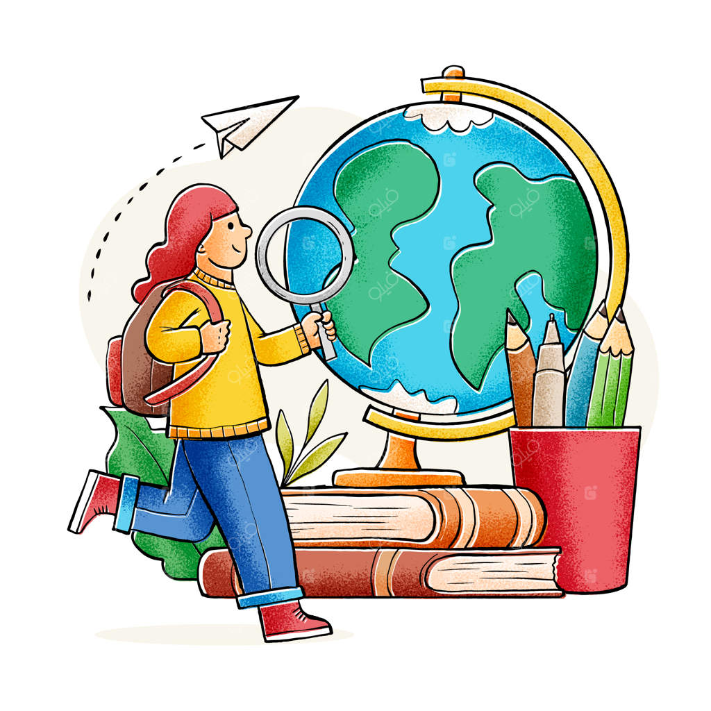 تصویرسازی دستی "تحصیل در خارج از کشور"