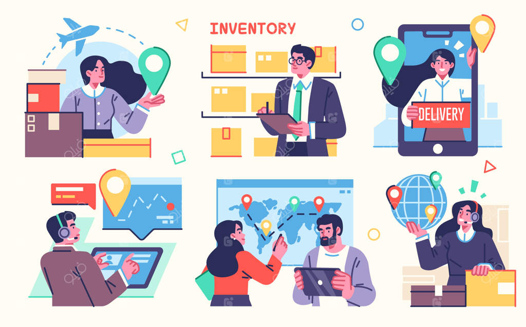 مجموعه تصاویر مفهومی لاجستیک و تحویل: مدیریت و کنترل تحویل کالا