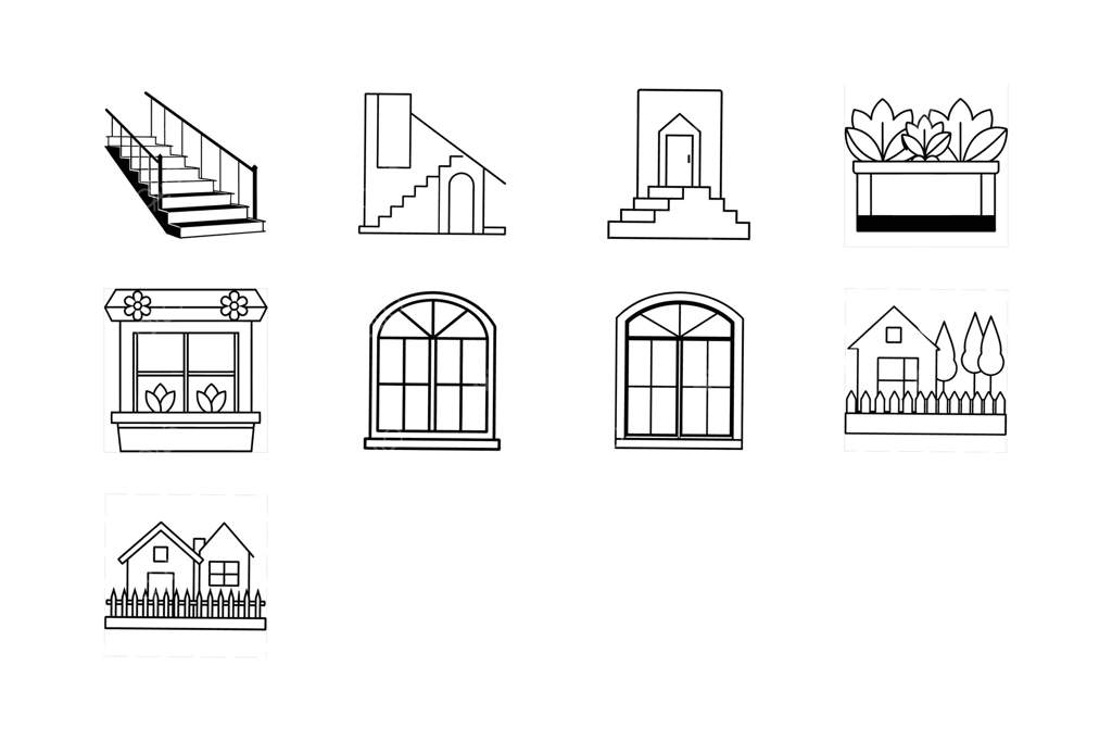 عناصر معماری نمای بیرونی خانه: پنجره‌ها، پلکان و باغ‌ها