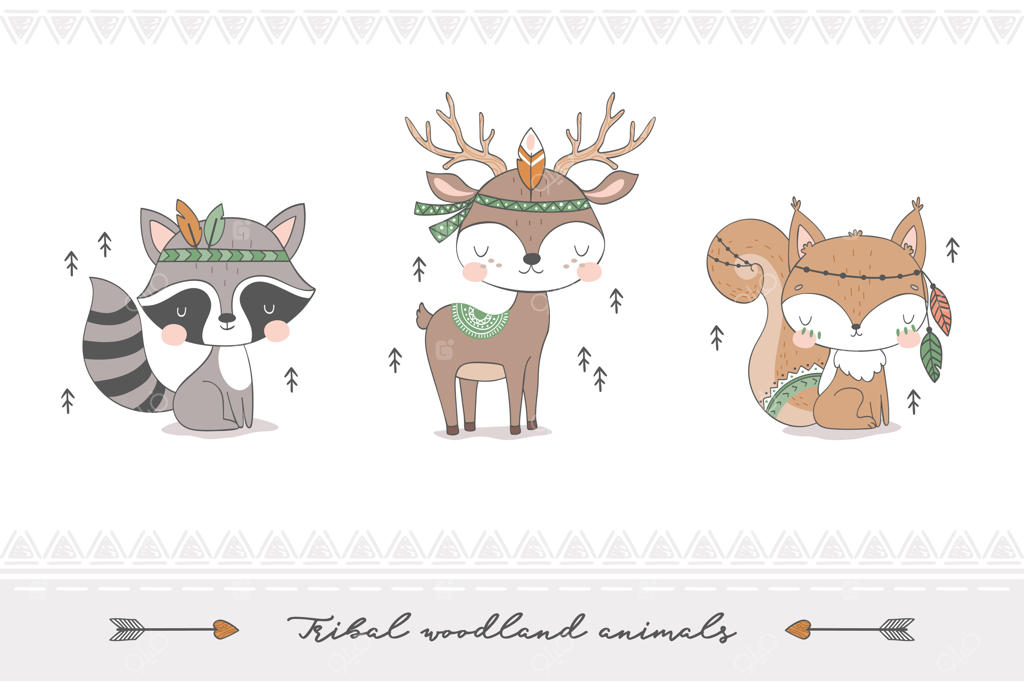 مجموعه‌ای از حیوانات جنگل قبیله‌ای.