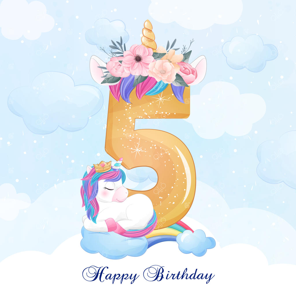 تصویر تک‌شاخ بامزه با شماره‌گذاری