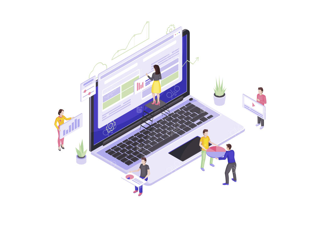 تصویر ایزومتریک طراحی و توسعه وب