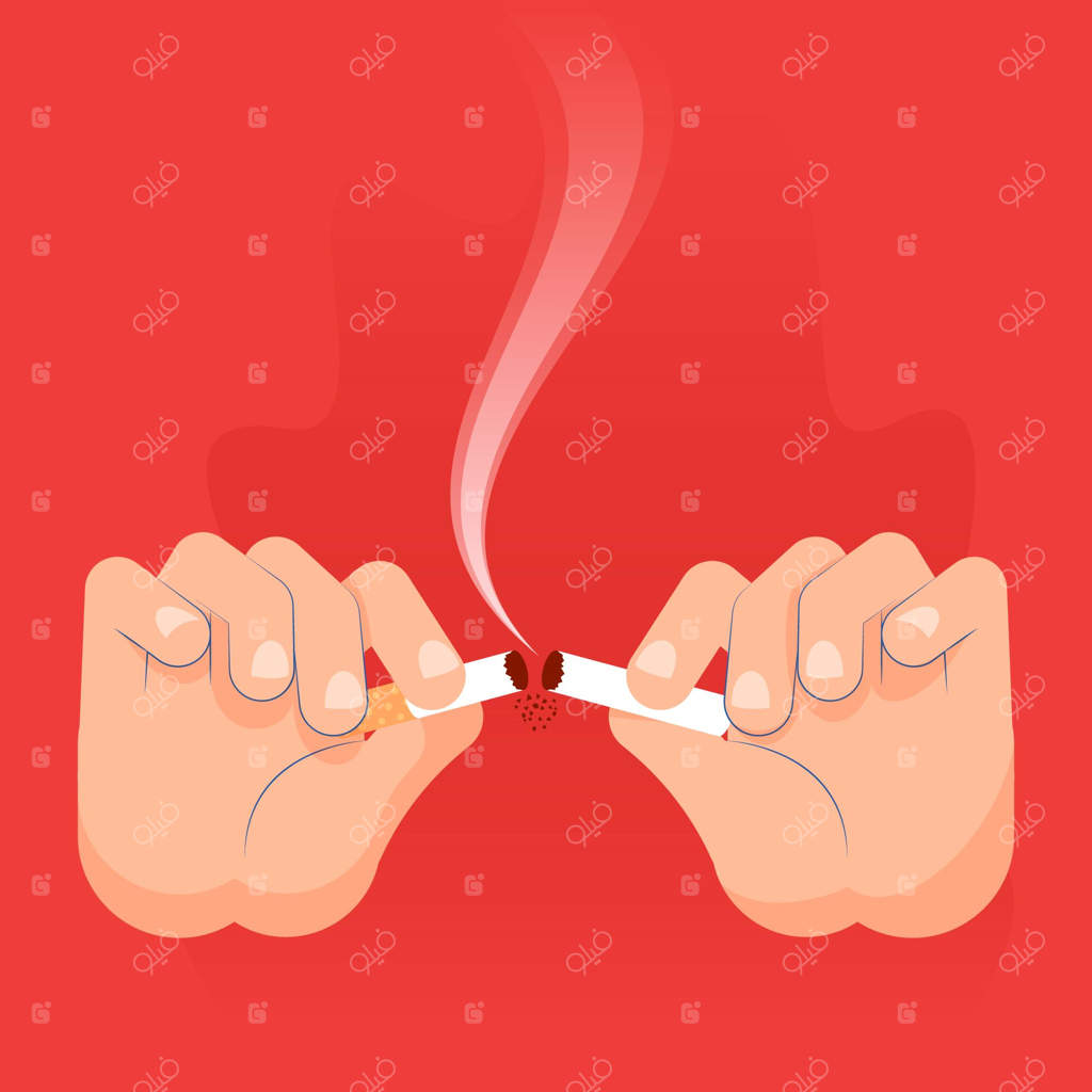 طرح دستی دستانی که سیگار را می‌شکنند