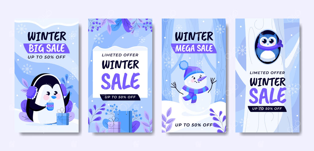 مجموعه استوری‌های اینستاگرام برای حراج فصل زمستان