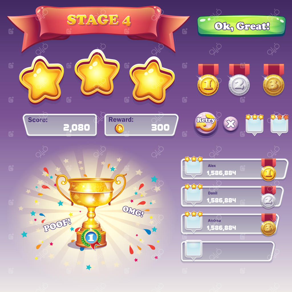 مجموعه بزرگ المان‌های رابط کاربری برای بازی‌های کامپیوتری و طراحی وب