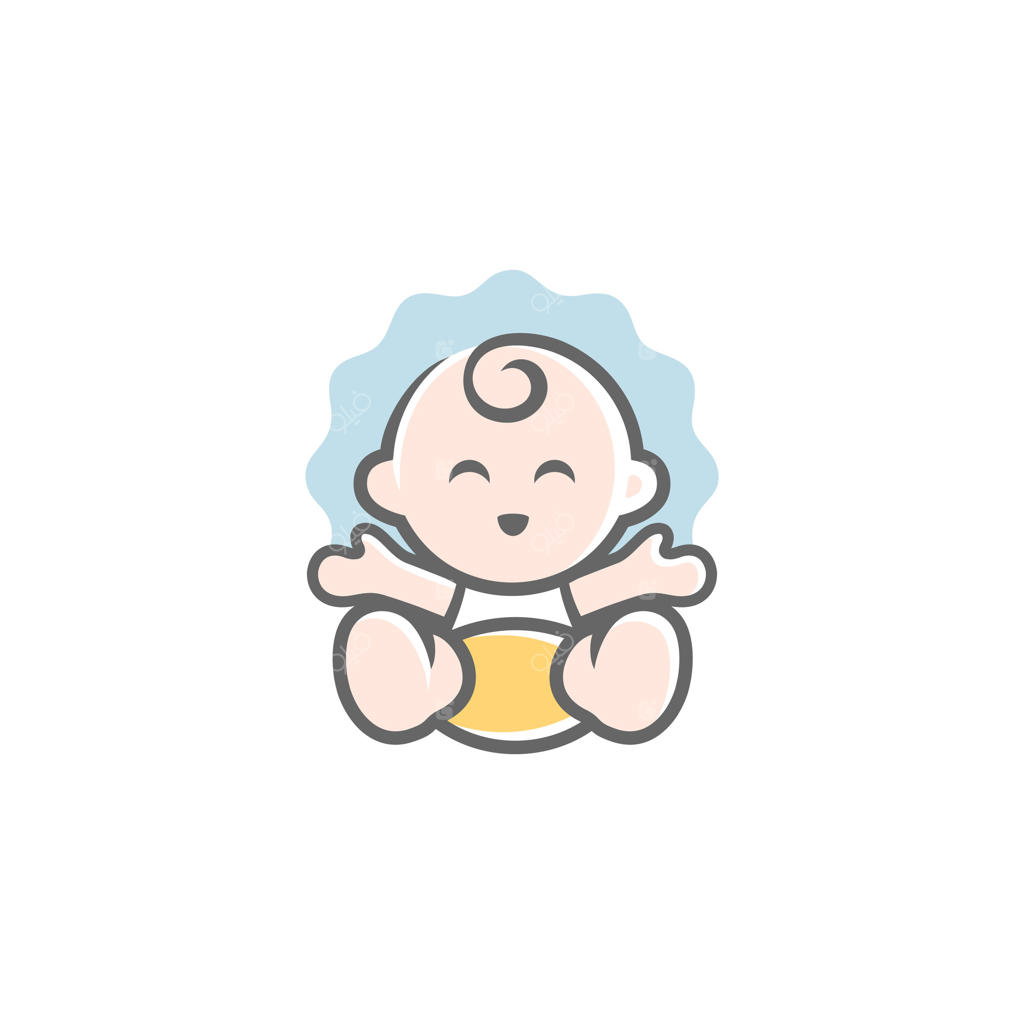 لوگوی مسکات نوزاد و خواب راحت روی ابر شاد؛ تصویرسازی رویای شیرین و خواب نوزاد بامزه