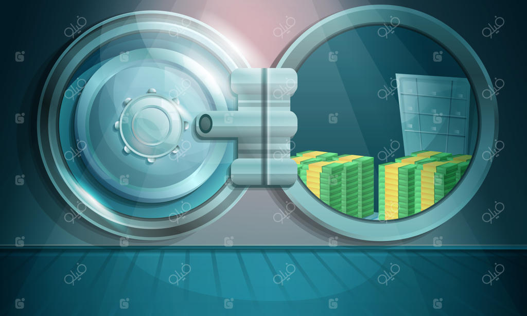 گاوصندوق کارتونی با پول، تصویرسازی