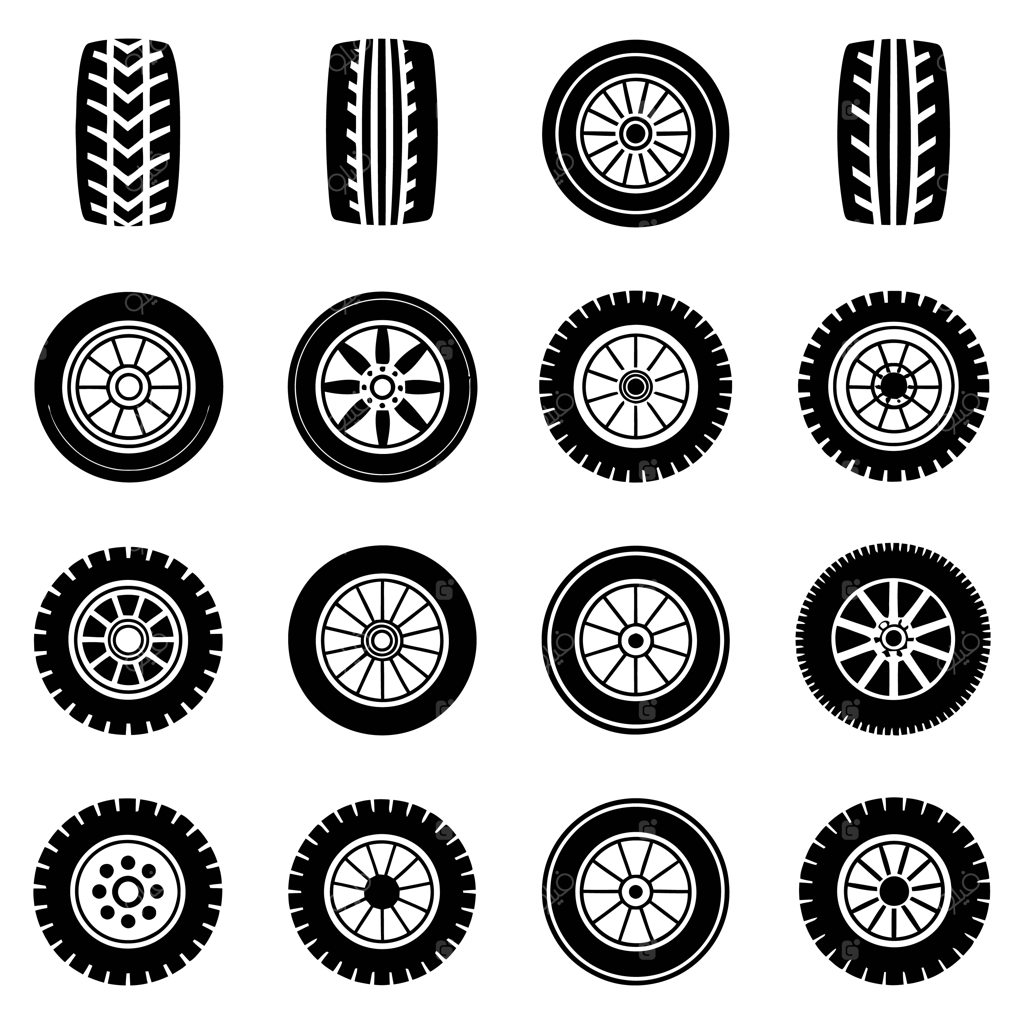 مجموعه آیکون‌های تایر و چرخ خودرو