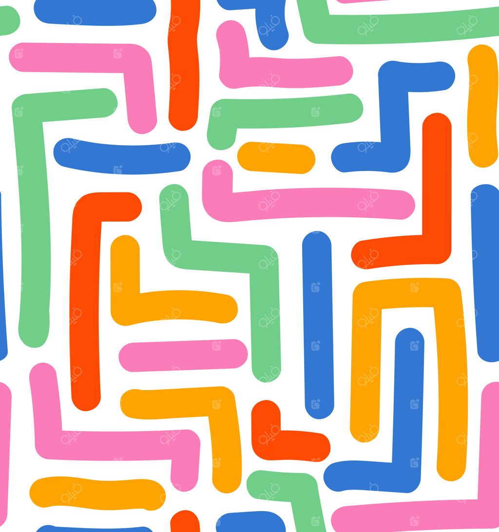 الگوی بدون درز با خطوط ضخیم و رنگارنگ طراحی دستی