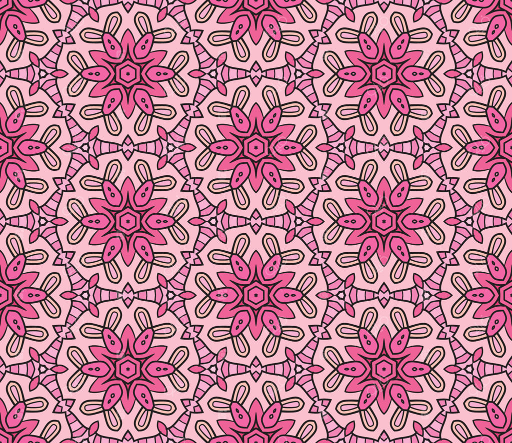 طرح گل هندسی رنگارنگ و انتزاعی بدون درز. پس‌زمینه گلدار. موزاییک کالیدوسکوپ و الگوی نازک خطی.