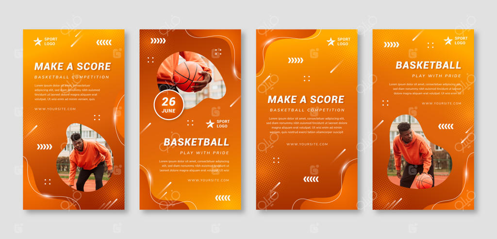 استوری اینستاگرام طرح توپ بسکتبال با افکت هافتون و گرادیانت جذاب