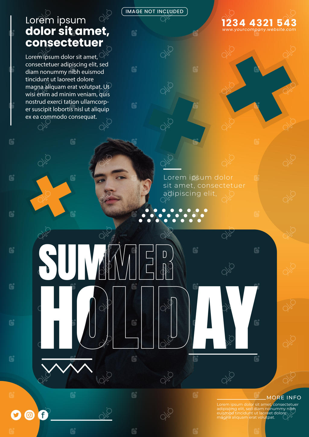 پوستر تعطیلات تابستانی با پس‌زمینه مدرن