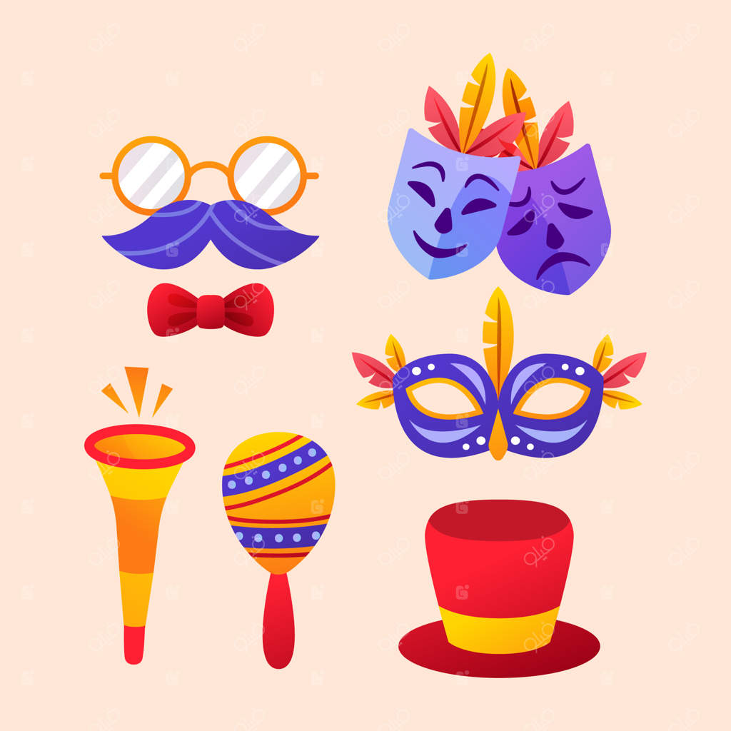 مجموعه عناصر گرادیان برای جشن کارناوال
