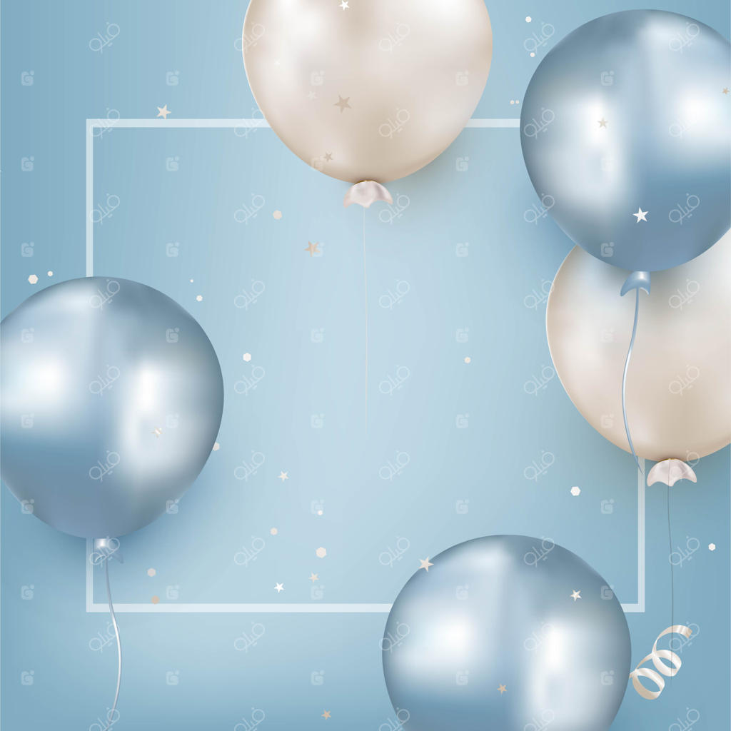 کارت تبریک تولد با بادکنک‌های آبی