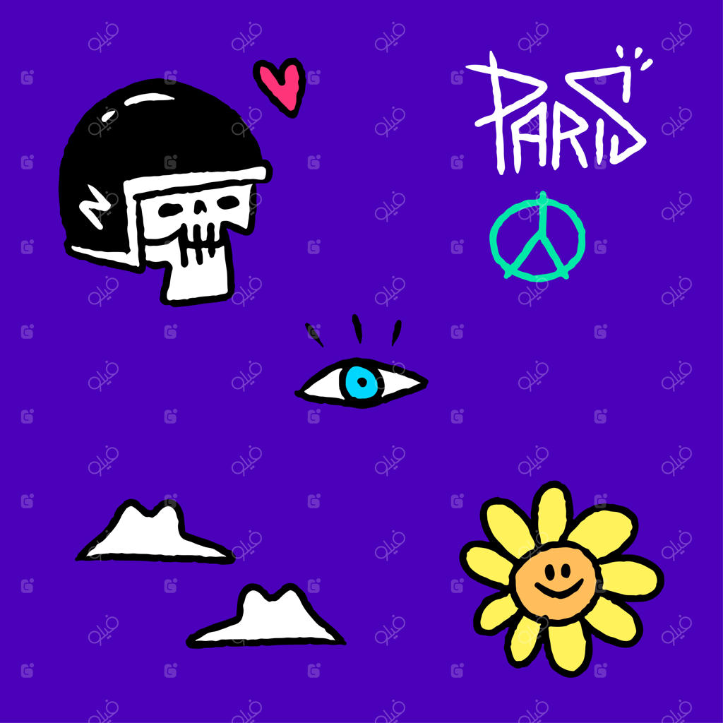 مجموعه هنر خیابانی مدرن کارتونی، تصویرسازی برای تیشرت، برچسب یا پوشاک.