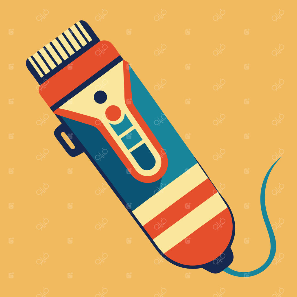 تصویر کلیپر مو به سبک رترو: ابزار آرایشگری و تجهیزات پیرایش در پس‌زمینه‌ای گرم