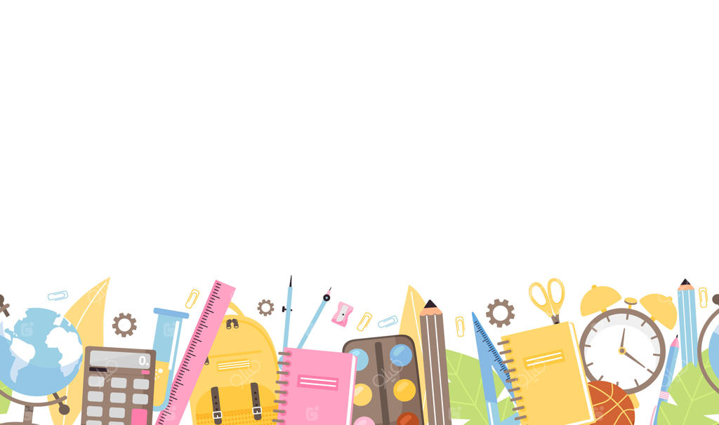 حاشیه پیوسته تصویری بازگشت به مدرسه با مجموعه‌ای از لوازم التحریر مختلف