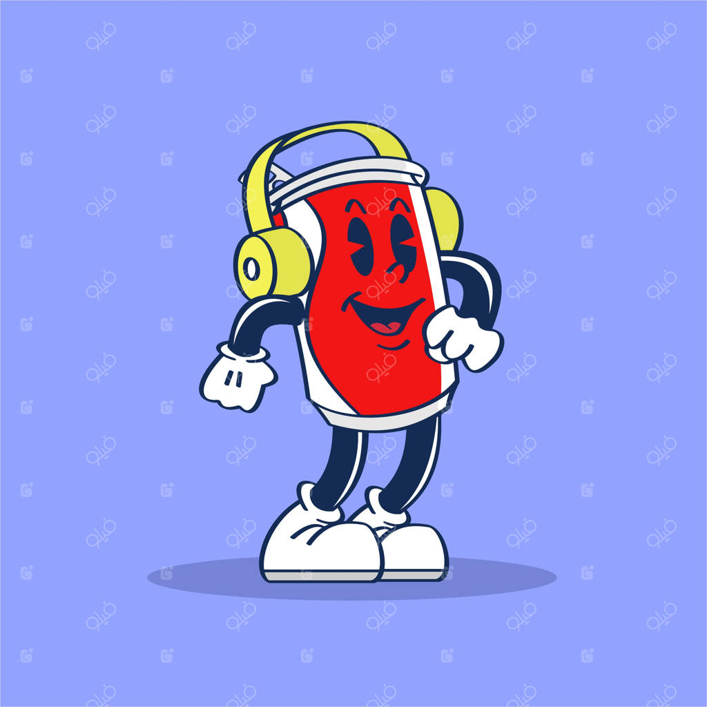 شخصیت کارتونی با هدفون و لبخند بر چهره‌اش.