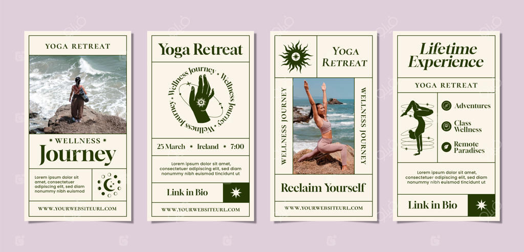 مجموعه استوری‌های اینستاگرام برای عقب‌نشینی یوگا و اسپا