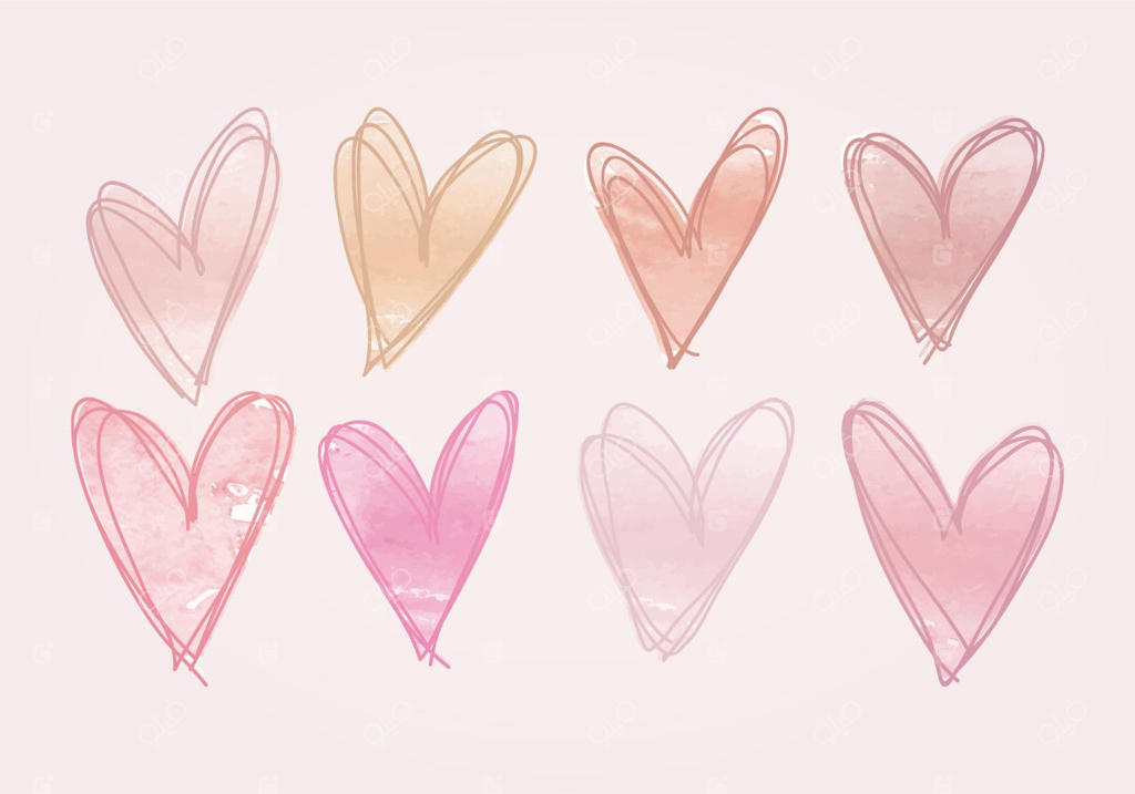 طرح دستی قلب‌های وکتوری