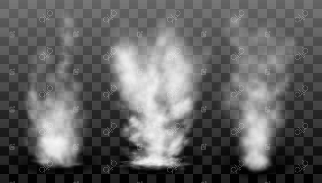 مجموعه‌ای واقع‌گرایانه از ابرها با پس‌زمینه شفاف شامل ابرهای سیروس و کومولوس، یا پخش گرد و غبار.