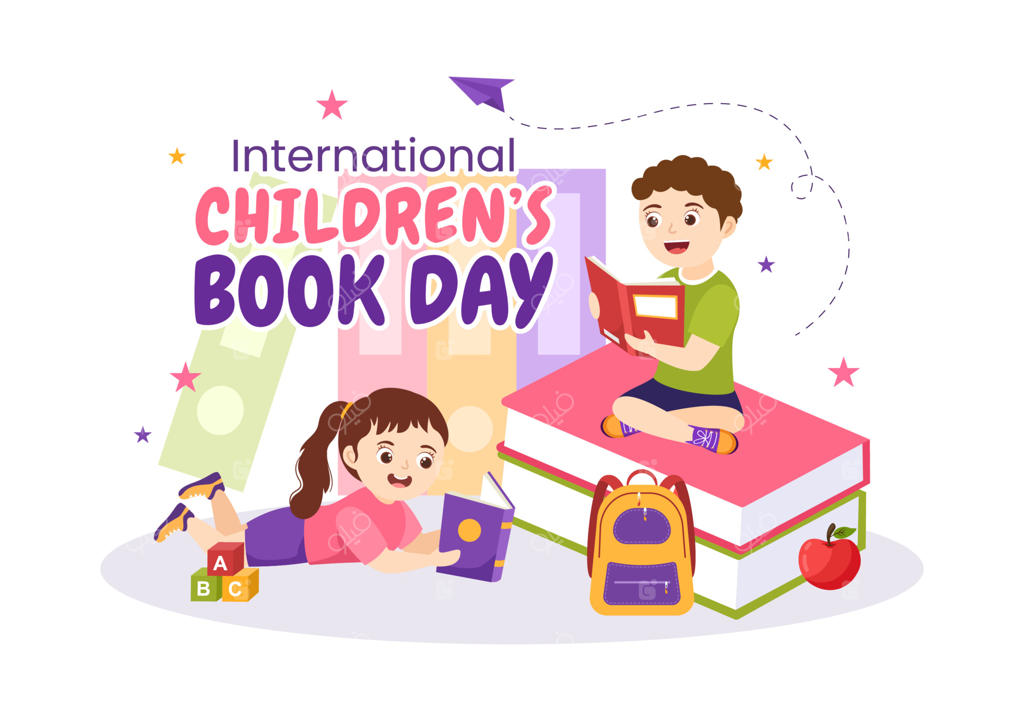 روز جهانی کتاب کودک در ۲ آوریل - طراحی نقاشی کودکان در حال خواندن یا نوشتن کتاب برای قالب‌های صفحه فرود