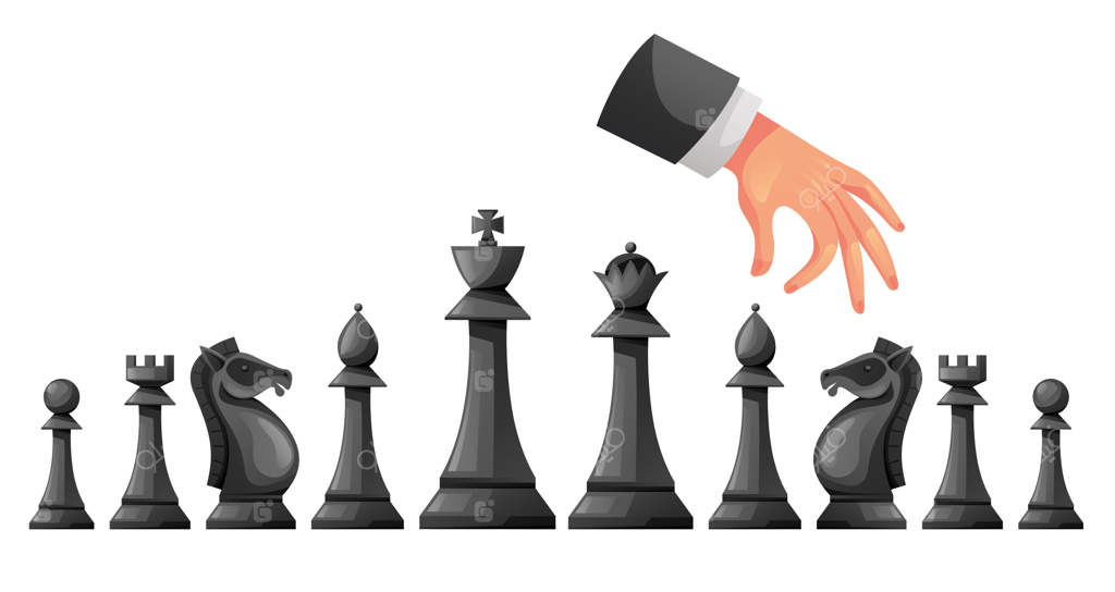 مفهوم استراتژی رقابت مهره‌های شطرنج؛ طراحی گرافیکی صاف