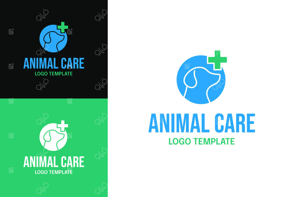 طراحی لوگوی دایره‌ای چهره سگ برای قالب کلینیک مراقبت از حیوانات