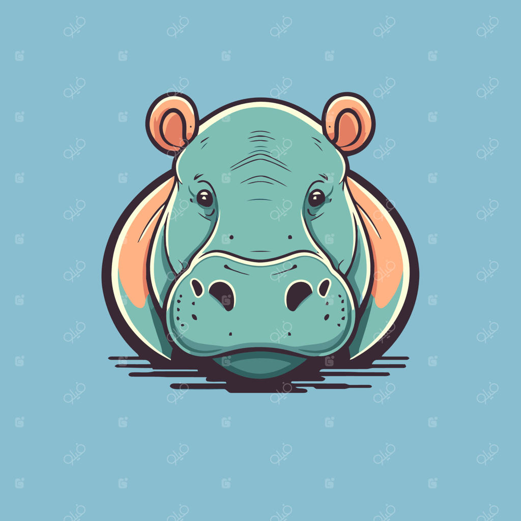 وکتور کارتونی لوگو و مسکات شخصیت اسب آبی