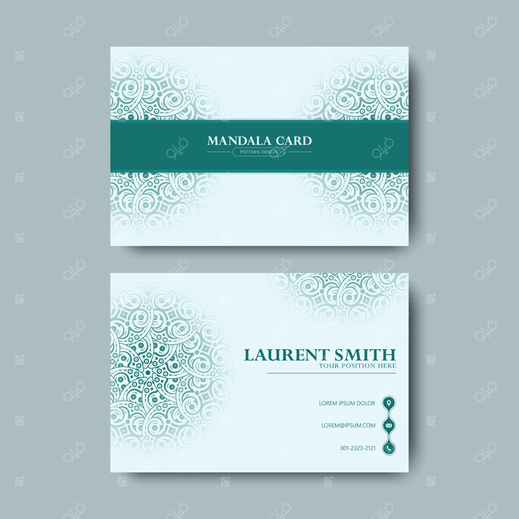 طراحی کارت ماندالای شیک با الگوی هندسی انتزاعی برای کسب‌وکار