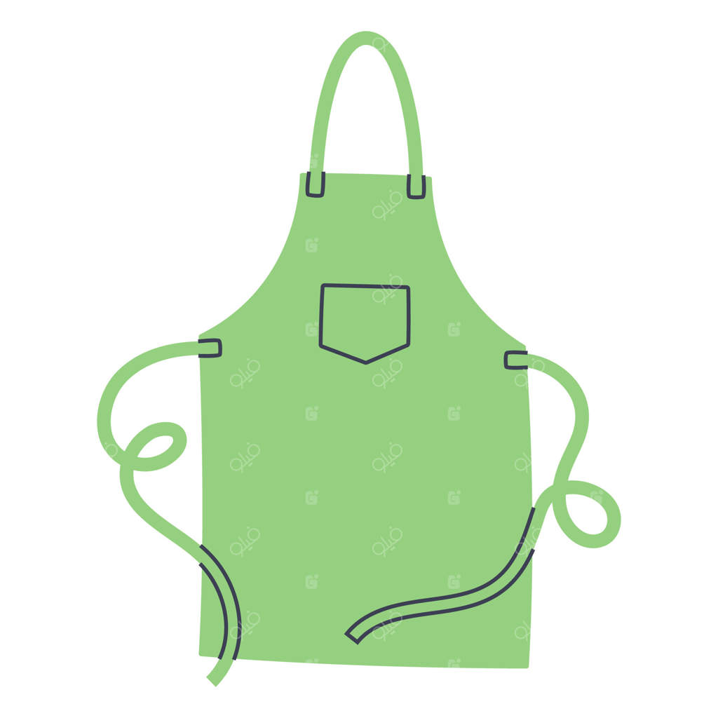 پیش‌بند کار. لباس باغبانی. عنصر گرافیکی برای طراحی‌های بهار و تابستان.