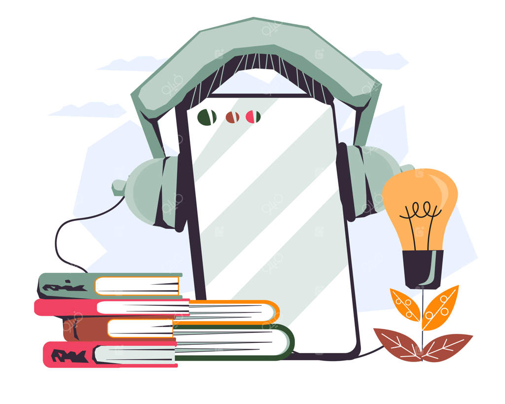 بنر خرید کتاب‌های صوتی و الکترونیکی برای فروشگاه یا اپلیکیشن کتابخانه الکترونیکی - طراحی پوستر یا بنر کتاب‌های صوتی