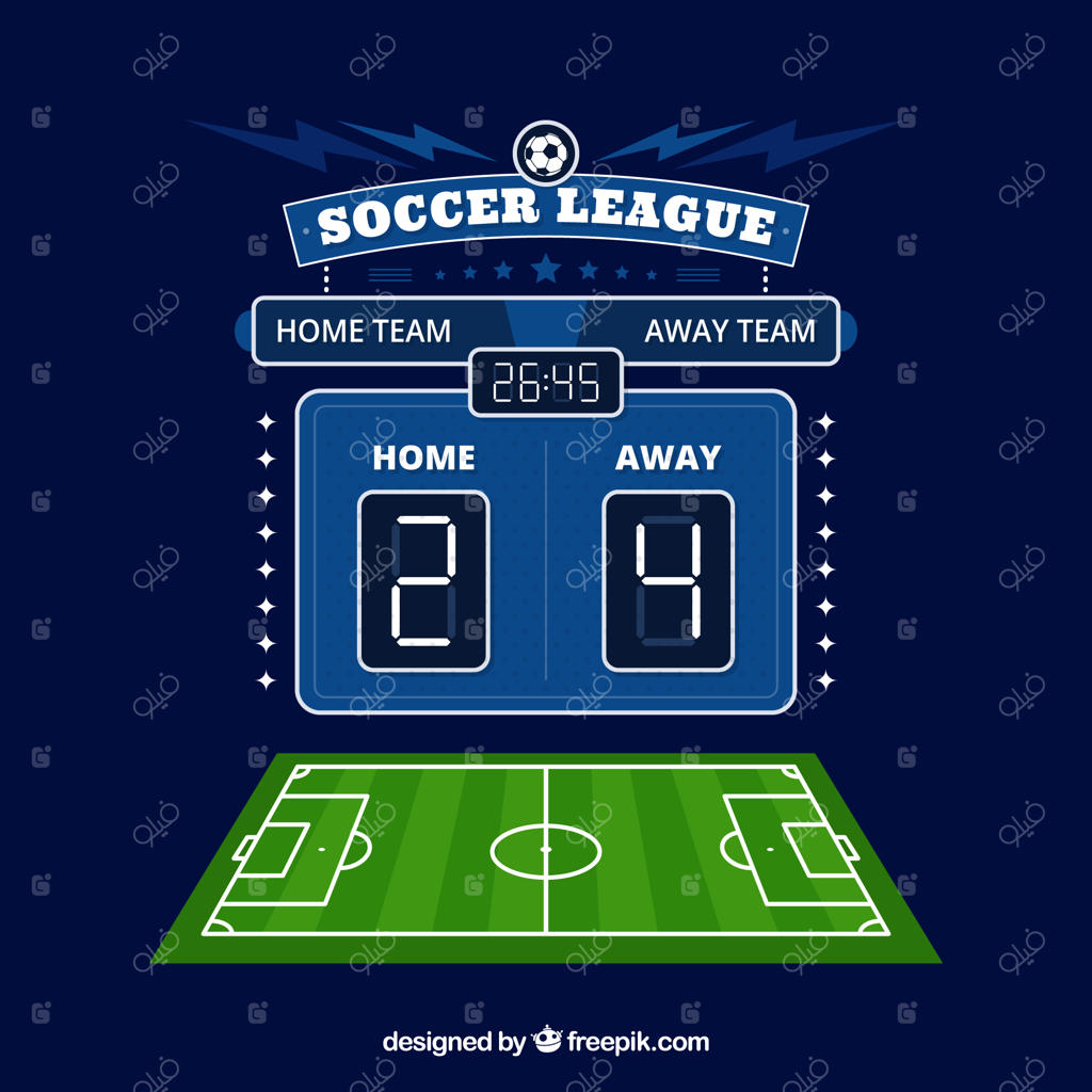 پس‌زمینه زمین فوتبال با تابلو امتیاز