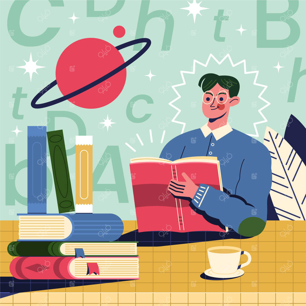 تصویرسازی ادبی با طراحی دست و سبک ساده