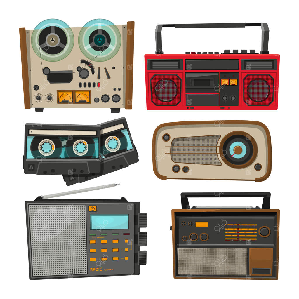 ضبط‌ صوت‌های قدیمی روی زمینه سفید