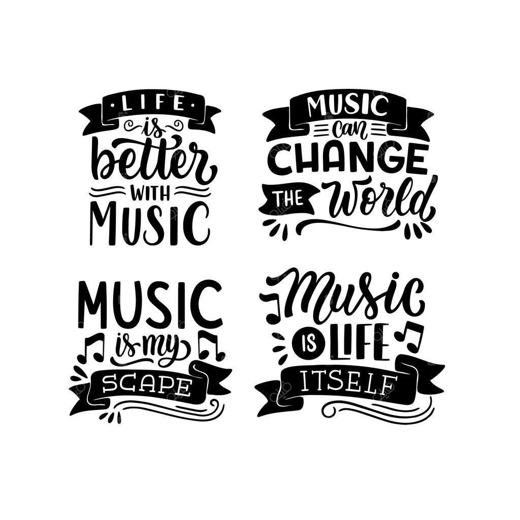 بسته استیکر موزیک با حروف سیاه